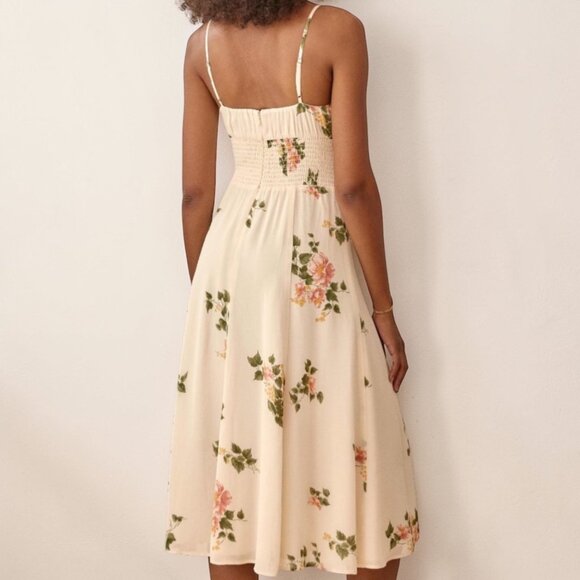 Reformation Bran Dress Marcona Floral Midi Dress Size 4 Smocked Cottagecore - Picture 2 of 12